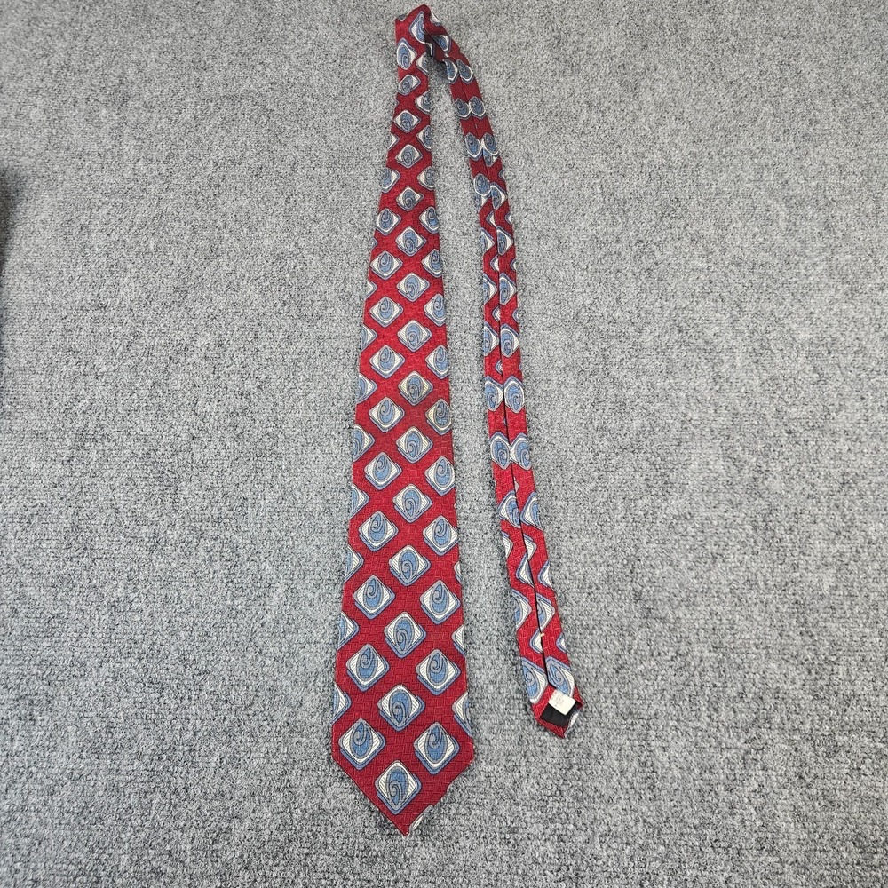 Mark Alexander Silk Tie Red Geometric Pattern Vintage USA Imported Silk Classic